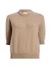 Khaite Davin Short Sleeve Cashmere Sweater In Brown