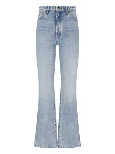 Khaite Women's Denim Jeans With Stretch Waistband In Blue