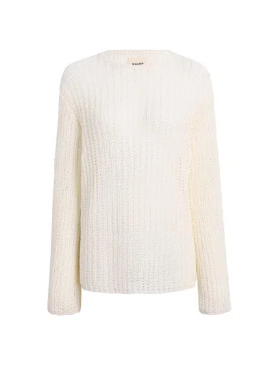Khaite Women's Elowen Cotton Longline Sweater In White