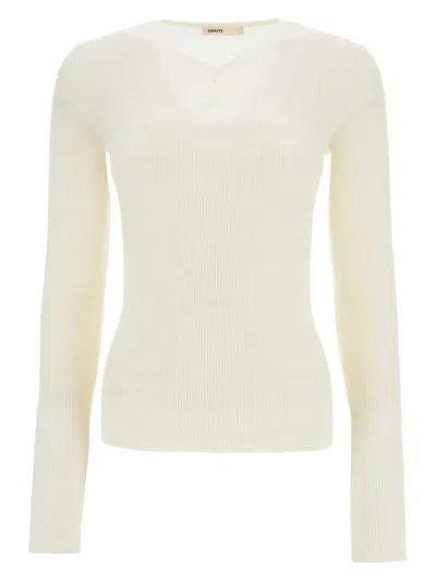 Khaite Tania Ribbed-knit Wool-blend Top In Neutral