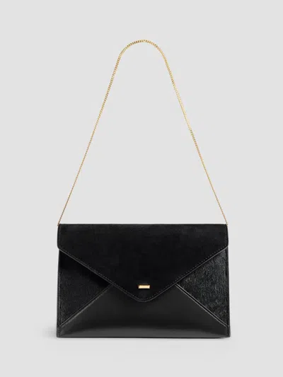 Khaite Women's Grace Leather, Suede & Calf-hair Envelope Clutch In Black