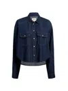Khaite Neutrals Grenon Cropped Denim Cotton Shirt In Blue