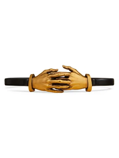 Khaite Hand Leather Belt In Black Gold