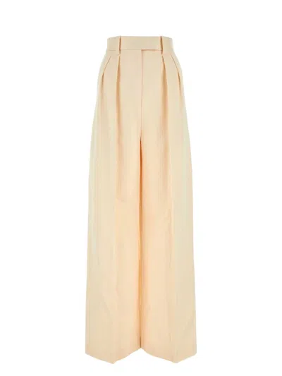 KHAITE WOMEN'S IVORY COTTON BLEND WIDE-LEG TEYANA PANT