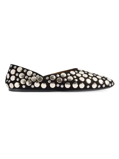 Khaite Jane Stud-embellished Leather Ballet Flats In Black