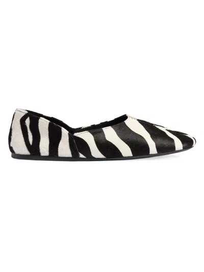 KHAITE WOMEN'S JANE ZEBRA-PRINTED CALF HAIR BALLERINA FLATS