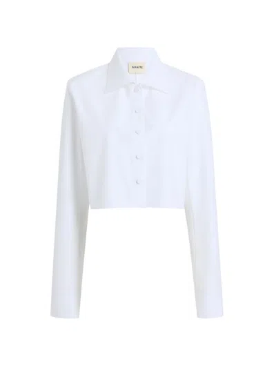 Khaite Jasen Crop Button-up Shirt In White