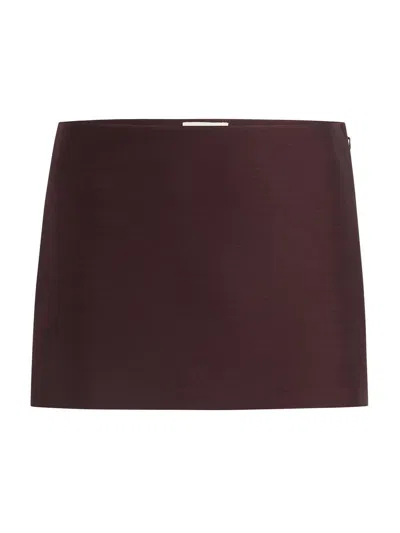Khaite Women's Jett Virgin Wool-silk Miniskirt In Burgundy