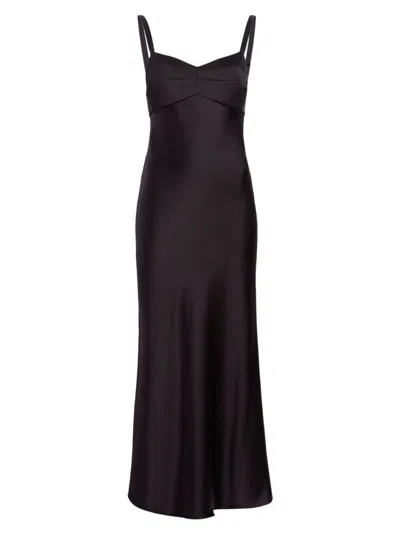 Khaite Joely Empire Waist Satin Dress In Black