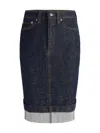 Khaite Womens Benson Kendra Turn-up Denim Skirt In Blue