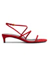 Khaite Loop Suede Kitten-heel Sandals In Red