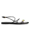 Khaite Loop Flat Sandals With Beads Black In Black
