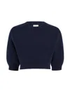 Khaite Lorelai Short Wool And Cashmere Blend Sweater In Blue