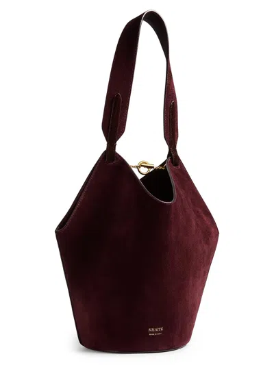 Khaite Women's Lotus Mini Suede Tote Bag In Burgundy