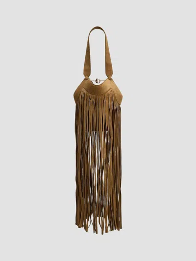 Khaite Women's Lotus Nano Fringed Suede Tote Bag In Mud