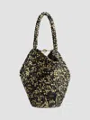 Khaite Lotus Medium Viscose Raffia Tote Bag In Black White