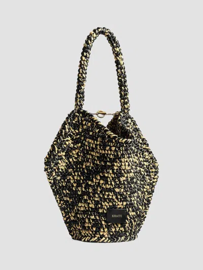 Khaite Women's Lotus Raffia Mini Tote Bag In Black White