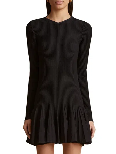 Khaite Women's Mamie Ribbed-knit Minidress In Black