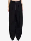 Khaite Marine Pleated Wide-leg Pants With Zipper Front In Black