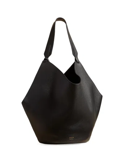 Khaite Women's Medium Lotus Pebbled Leather Tote Bag In Black