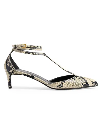 KHAITE WOMEN'S MIA 45MM PYTHON-EMBOSSED LEATHER T-STRAP PUMPS