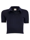 Khaite Morgane Short-sleeved Polo T-shirt In Blue
