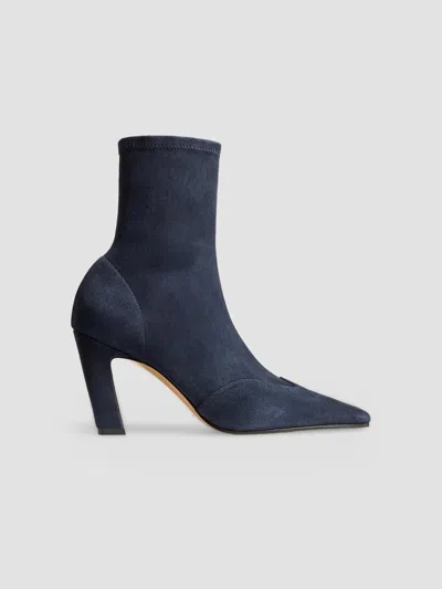 Khaite Women's Nevada 85mm Stretch Suede Ankle Boots In Midnight Navy