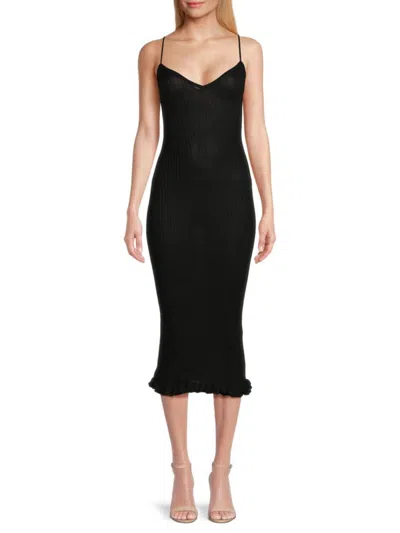Khaite Women's Nolita Silk Bodycon Midi Dress In Black
