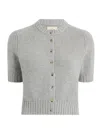 Khaite Womens Heather Grey Nora Round-neck Stretch-cashmere Cardigan In Gray