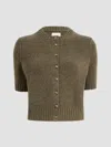 Khaite Womens Artichoke Nora Short-sleeve Knitted Cashmere Cardigan In Green