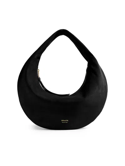 Khaite Olivia Mini Suede Shoulder Bag In Black
