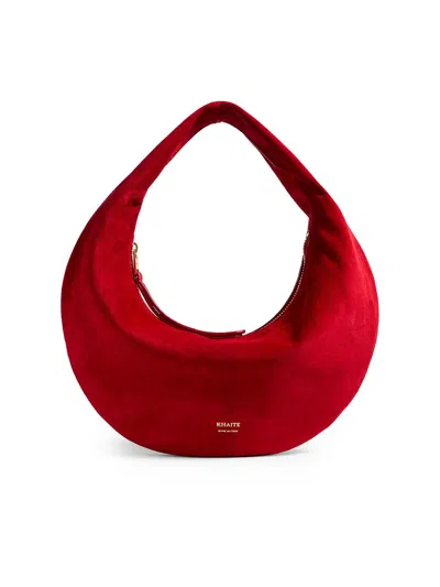 Khaite Olivia Mini Suede Shoulder Bag In Red