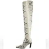 Khaite Women's Printed Leather Boots In Natural Python Embossed Leather In Animal Print