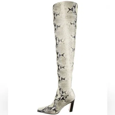 Khaite Women's Printed Leather Boots In Natural Python Embossed Leather In Animal Print