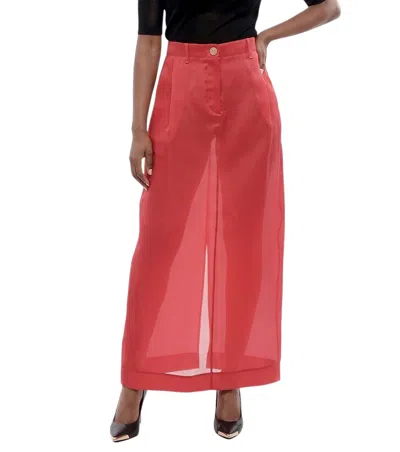 Khaite Women Red Solid Maxi Skirt