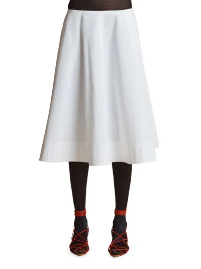 Khaite Women's Renta Cotton Skirt In White