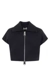 Khaite Robin Cropped Zip-front Top In Black