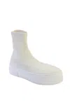 Khaite Women's Round Toe Pull-on Platform High Top Sneakers Cream In Beige