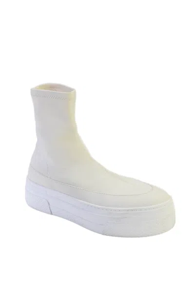 Khaite Women's Round Toe Pull-on Platform High Top Sneakers Cream In Beige