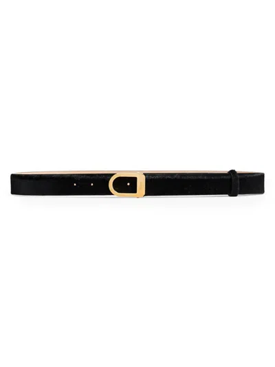 Khaite Women's Saddle Calf Hair Belt In Black
