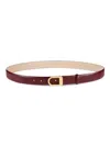 Khaite Smooth Saddle Leather Belt In Burgundy