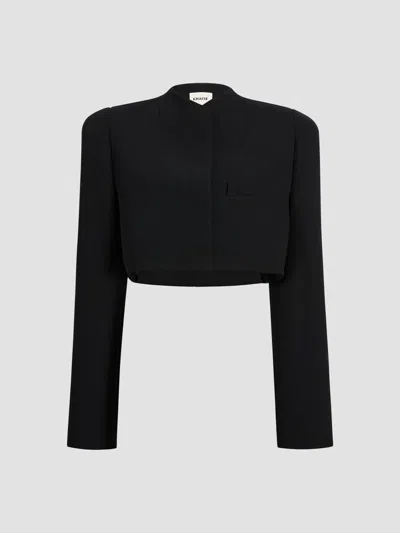 Khaite Women's Samo Double-faced Crepe Crop Jacket In Black