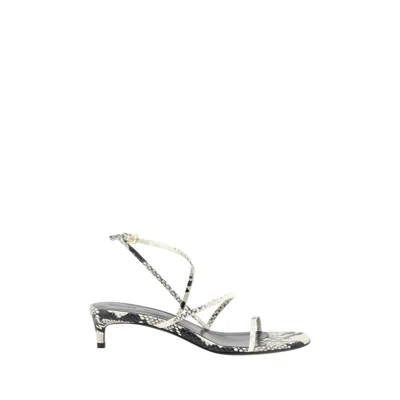 Khaite Strappy Python-embossed Kitten Sandals In Natural