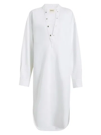 Khaite Seffi Long Sleeve Midi Shirtdress In White
