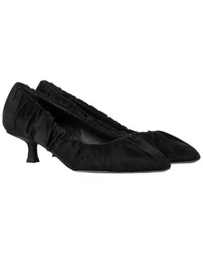 Pre-owned Khaite Women's Silk Palmero Ruched Kitten-heel Pump (authentic Pre-loved) In Black