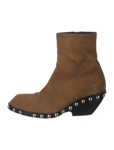 Khaite Women's Suede Ankle Sock Boots With Studded Accents In Carmel