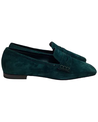 Pre-owned Khaite Women's Suede Carlisle Penny Loafer (authentic Pre-loved) In Green