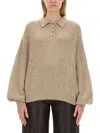 Khaite Rene Cashmere Blend Polo Jumper In Brown