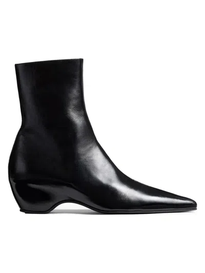 Khaite Women's Sybil 40mm Leather Ankle Boots In Black