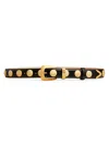 Khaite Benny Skinny Patent Leather Studded Belt In Black